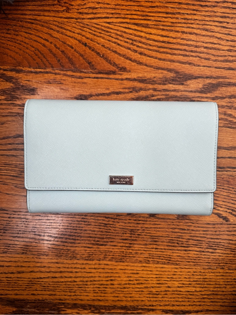 kate spade Pale Blue Saffiano Leather Continental Wallet